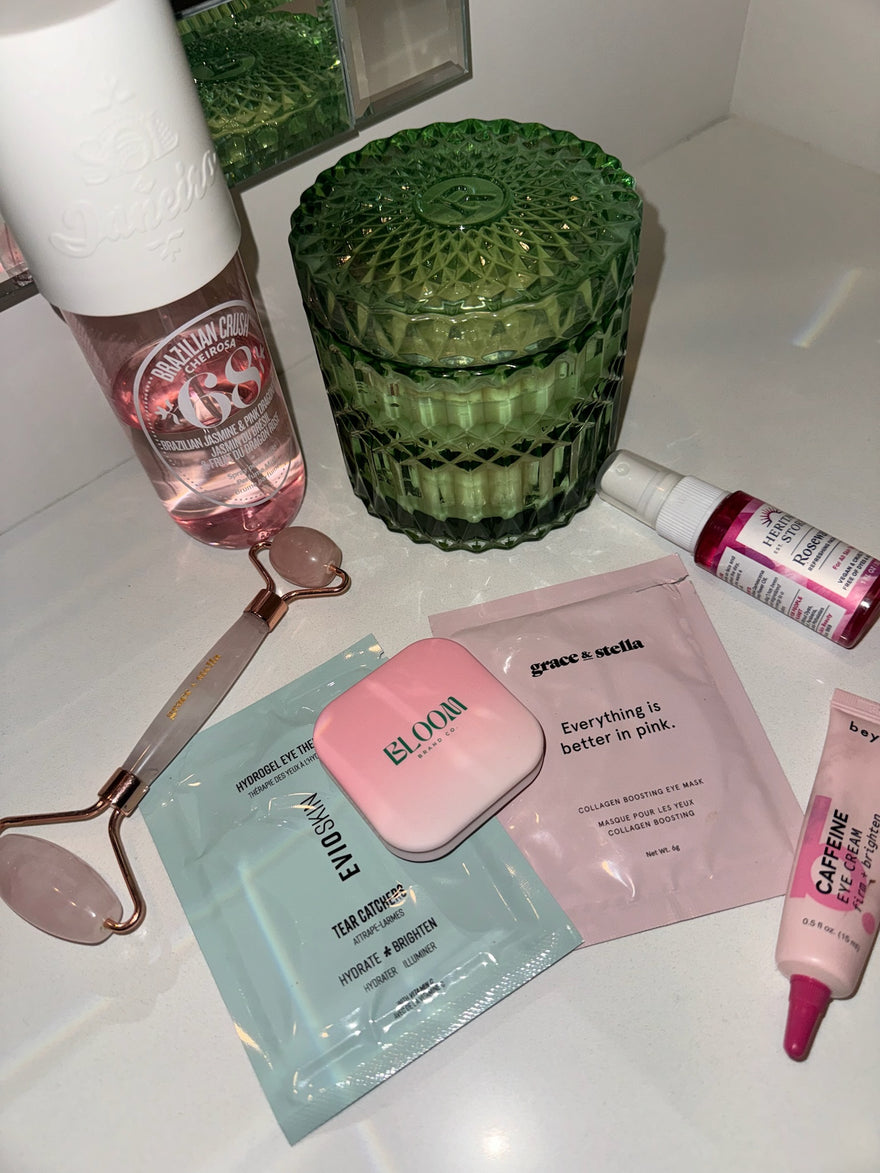 Close-up of skincare products for healthy, glowing skin