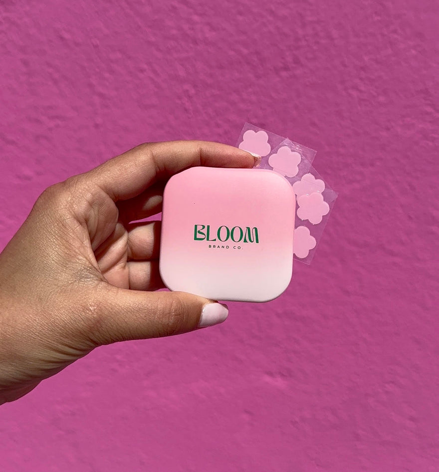 Floral pimple patches in sleek pink compact